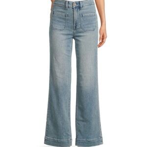 Faherty Terry High Rise Wide Leg Front Patch Pocket Jeans size 30